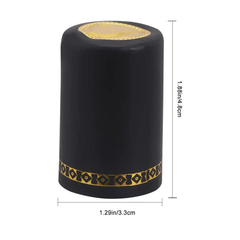 Pro Grade PVC Heat Shrink Capsules For Wine Bottles 100 Pack Black Sealer showing size dimensions