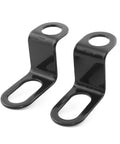 Two black AUCELI rear turn signal brackets, L-shaped motorcycle mounting holders with 12mm hole and oval slot.
