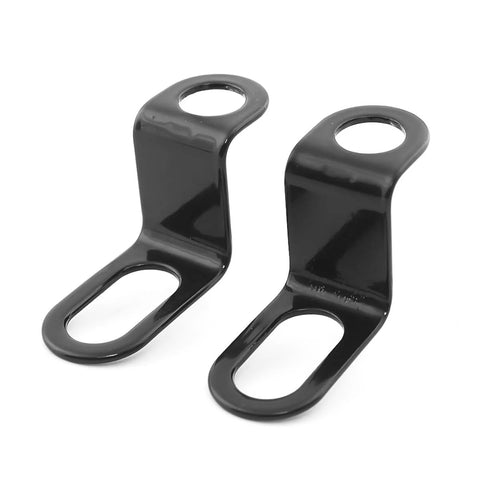 Two black AUCELI rear turn signal brackets, L-shaped motorcycle mounting holders with 12mm hole and oval slot.