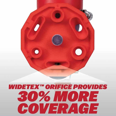No Nonsense Hopper Gun And Texture Sprayer Built To Crush Thick Drywall Mud Smoothly with Wide Spray Pattern close-up of Widetex orifice.