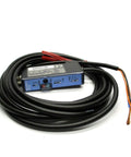 Keyence FS2-60 Fiber Optic Amplifier Sensor with cables for long-distance detection, featuring 8-turn trim, red LED, new condition