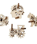 DIY Stress Relief 3D Puzzle Kit With Four Mini Models Self-Build Plywood Mechanics Featuring Tractor Cat Head And Heart For Adults And Kids Ages 5 To 80, four plywood models