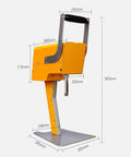 Heavy Duty Manual Commercial Electric Juicer Press With Corer And Double Blades For Large Fruits, alloy steel construction, side view.
