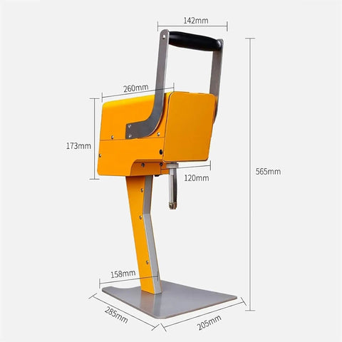 Heavy Duty Manual Commercial Electric Juicer Press With Corer And Double Blades For Large Fruits, alloy steel construction, side view.