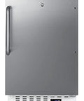 Real Deal Upright Commercial Freezer Built Like A Tank With Reliable Manual Defrost And Spacious 2.47 Cubic Feet Storage For Any Serious Kitchen Hustle In Sleek Stainless Steel Finish rear view with steel exterior and temperature display.