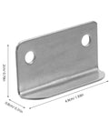 Badass Heavy Duty L Shape Drawer Lock Strike Plates Silver Metal Latch Fasteners For Cabinet Security right angle iron hardware close-up with dimensions