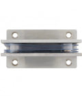 90 Degree Glass Door Hinge Stainless Steel Wall Mount Frameless Glass Fixing T Clip, top view, sleek modern look
