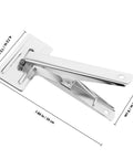 Heavy Duty Metal Sewing Bed Cloth Clamps For Hemming And Fabric Quilting Workholding Tools That Grip Tight Don't Slip On Any Garment Cutting Project, silver metal clamp with wide jaw and precise dimensions.