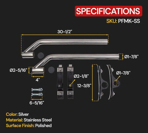 2 Pack Stainless Steel Poly Fender Mounting Kit For Semi Trucks And Trailers Fits 19.5 To 24.5 Inch Tires specifications
