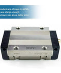 SHS15C Linear Block Guide Slider and SHS15LC Extended Size metal rail, front view, made in Japan by THK, durable and precise.