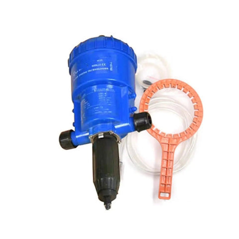 Water Powered Fertilizer Injector Dispenser Proportioner Auto Dosing Tool For Irrigation And Hydroponics, Adjustable 0.2 To 2 Percent, blue plastic dosing unit with tubes