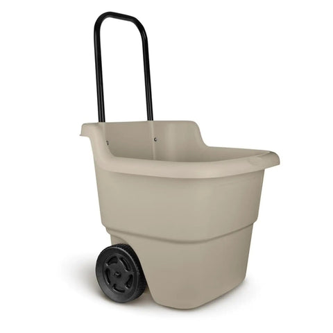 15 Gallon Resin Rolling Lawn And Utility Cart With Retractable Handle And 7 Inch Wheels, Lightweight Yard Hauler