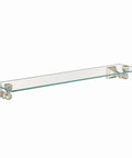 22 Inch Wide Glass Bathroom Vanity Shelf In Brushed Nickel For Towels And Accessories, Decorative Wall Shelf