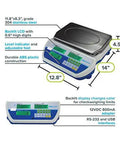 Cruiser Cct Bench Counting Scales With 35 Pound Capacity And 0.001 Pound Readability For Precise Batch Counting Pro Grade Weighing Scale Built For Pros And Backed By UK Design And US Support, showing dimensions and features like backlit LCD, durable ABS plastic, and stainless steel plate.