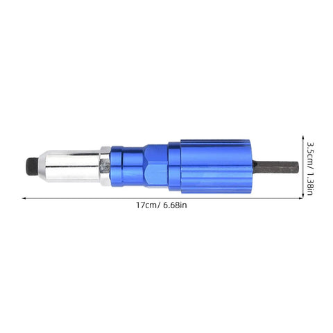 Electric Rivet Nut Tool Kit For Cordless Drills With Aluminum Alloy Converter Head, Pro Grade, 17cm Length, Blue