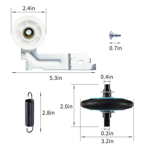 Image of Upgraded Dryer Repair Kit For Home Quick Fix With Roller DC97-16782C Belt DC66-00805A Idler Pulley DC96-00882C Replacement components.