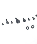 Assorted black screws and standoffs from 400 Piece Computer Screws Kit For DIY PC Build With Universal Motherboard Standoffs And Screwdriver