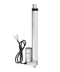 Heavy Duty 12V 750N Linear Actuator With 50 To 300mm Stroke, 10 Mm Per Sec Speed, Built Tough Aluminum Housing, IP54 IP65 Protection, Front And Rear Mounting Brackets For Industrial Use, shown with wires