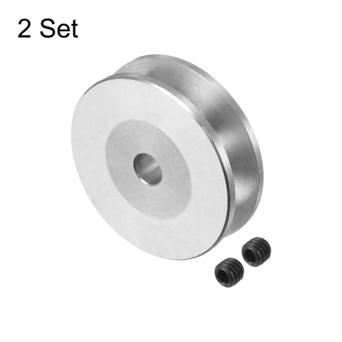 2 Pack Single Groove V Shaped Pulley Featuring 5Mm Bore And 31Mm Outer Diameter Built Rock Solid Aluminum Alloy No Fuss Drop In Gear For Pu Round Belt Motors And Garage Drills - aluminum pulley with two screws