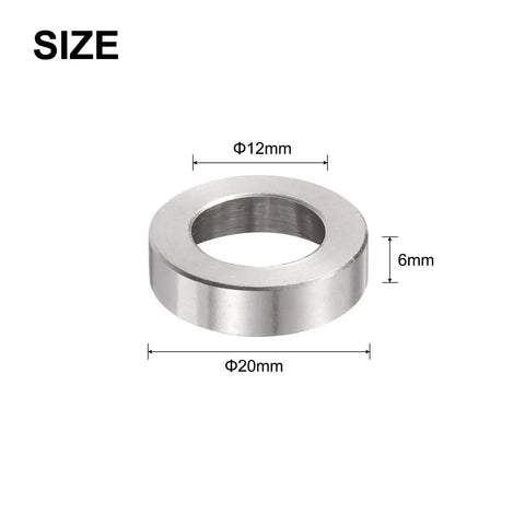 12 Piece Stainless Steel Spacer Set 12mm Bore 20mm OD 6mm Length For M12 Screws Bolts And Rods Plain Finish 304 Stainless Steel Construction round spacer