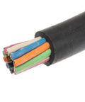 Ten By Ten SOOW Portable Cable 600V Black Heavy Duty Electrical Cord 450 Feet AWG Ten Conductors Industrial Grade Power Cable Outdoor Gigs And Rough Real World Electric Work black 10-conductor cable close-up