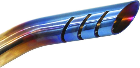 Close-up of a titanium exhaust pipe header kit with slotted design, Exhaust Pipe Header Kit For 212cc Predator Non Hemi And 196cc KT196 Mini Bike Engines