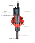 2 In 1 Soldering Station With Hot Air Gun Digital Display Temperature Readout Celsius Fahrenheit, red design, labeled parts