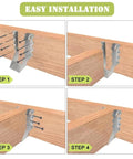 4-step installation of 20 Pack 2 By 8 Inch Joist Hanger 18 Gauge Double Shear Face Mount For Wood Floor Deck And Ceiling Joists Galvanized Steel