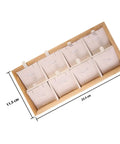 Retro Wooden Jewelry Organizer Tray With Eight Grids To Keep Your Bling Slick And Prevent Tangles While Displaying Necklaces And Earrings On Any Desk Surface, showing eight grid sections.