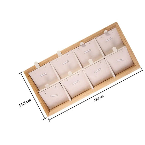 Retro Wooden Jewelry Organizer Tray With Eight Grids To Keep Your Bling Slick And Prevent Tangles While Displaying Necklaces And Earrings On Any Desk Surface, showing eight grid sections.