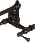 Oil Rubbed Bronze Wall Mount Kitchen Faucet With Adjustable Center Spacing From 3.5 To 8.5 Inches, Solid Brass Construction