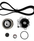 Timing Belt Kit Water Pump Assembly For Audi A3 A4 TT Vehicles 20T 20L 2005 To 2014 Stops Overheats And Saves Shop Bills Keeps Ride Rollin Smooth While Dodging Major Repairs For Savvy Drivers Who Like DIY Work At Home black timing belt kit with water pump and pulleys