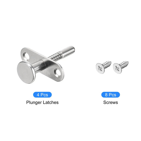 Bulletproof Steel Plunger Latches With Spring Loaded Bolt Rock Solid Design For Furniture Cabinetry Bedroom Doors No Sweat Setup Heavy Duty Quick Snap Pack Of Four showing 4 Pcs with screws.