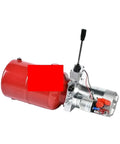Top Notch 12V And 24V Hydraulic Pump Station Power Unit For All Electric Stacker Semi Electric Forklift Heavy Duty Oil Hydraulics Machine DIY Fixing, red motor with control lever.