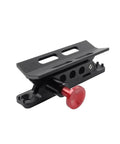5 Pcs Quick Release Roll Bar Fire Extinguisher Mount Holder Bracket Rugged Aluminum Safety Rig For UTV Off Road Jeep Wrangler Polaris Yamaha Kawasaki Can Am Setup Dope Black And Red Strap Kit For Your Rig close-up of black aluminum bracket with red release button