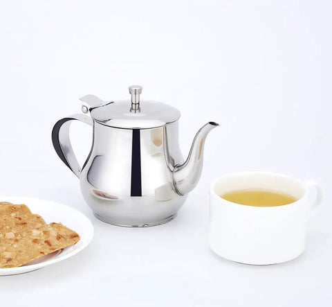 Mini 360Ml Stainless Steel Teapot For Tea And More, Ultra Compact Yet Sturdy Kitchen Pot with cup and crackers