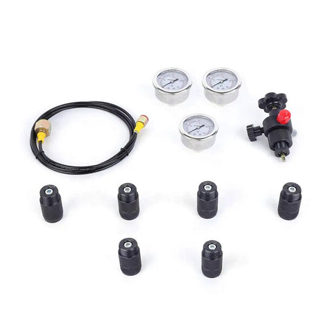 Nitrogen Pressure Test Kit With Accumulator Case, 3 Gauge Set 1500 PSI 3600 PSI 6000 PSI, 2 Meter Hose, 7 Adapters, Heavy Duty Gas Charging Tool For Pros