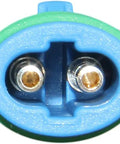 Brake pad wear sensor for Mercedes-Benz GLC300; front or rear, blue and green plastic housing with two terminals.
