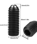 10 Pack M12x30mm Screw Thread Ball Spring Plungers Alloy Steel Positioning Detent Locking Pins For Workshop Clamps Tool Setup built rock solid shown with dimensions.