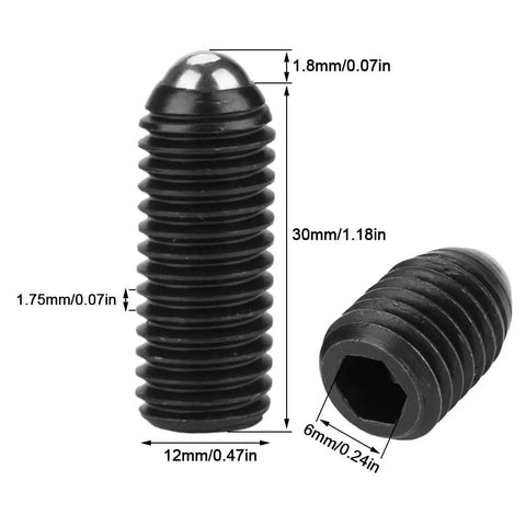 10 Pack M12x30mm Screw Thread Ball Spring Plungers Alloy Steel Positioning Detent Locking Pins For Workshop Clamps Tool Setup built rock solid shown with dimensions.