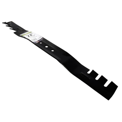 Image of Beefy Mulching Mower Blade For 22 Inch Toro Recyclers, Pro Grade Replacement For 104-8697-03, black steel blade.