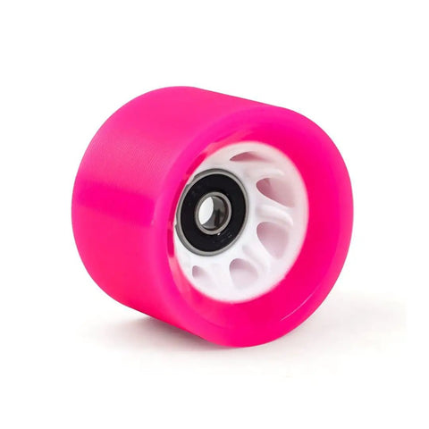 Light purple inline skate wheel with 608RS bearing for 8 Pack 58x39mm Roller Skate Wheels With Bearings For Inline Skates And Skateboards, 90A 92A Hardness, Includes Spacers And Wrench, Perfect For Outdoor Cruising In Light Purple.