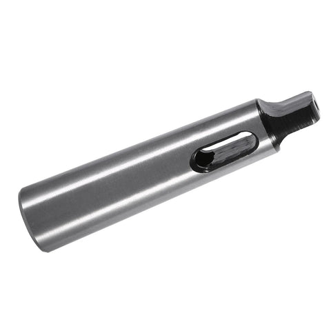 Morse taper drill sleeve adapter MT1 to MT2, metal cylindrical chuck sleeve with side slot.