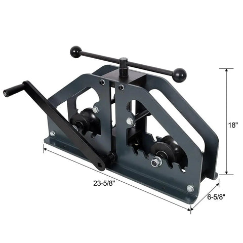 Heavy Duty Manual Tube Roller Bender, 18-inch carbon steel machine for bending 1-1/2 inch tubes with hand crank.