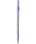 Round Stic Grip Xtra Comfort Fashion Ball Point Pen With Soft Grip For All Day Comfort And Smooth Writing 1.2mm Medium Point Great For Home School Office Purple Ink 12 Pack with purple soft grip and cap.