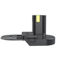 Side view of 18V Cordless Tool Battery Adapter for Ryobi Tools that fits Ridgid Batteries Not Advanced Adapter Only Compact Easy Plug and Play Cross