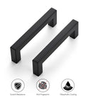 25 Pack 4 Inch Square Cabinet Handles Matte Black Drawer Pulls with scratch resistance, anti-fingerprint, oleophobic coating