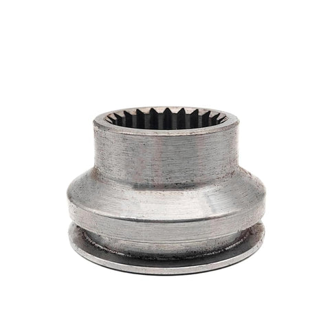 Front view of silver metal cam clutch shifting sleeve kit with internal splined bore