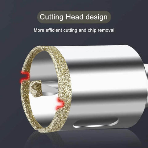 ASNOMY 2-1/4in diamond hole saw with pilot drill bit, gold diamond-coated edge and silver metal body