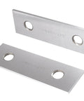 Garage Ready Premium Workshop Grade Precision Machinist Parallels Eighth Inch Thick Five Inch Long Ten Matched Pair Drill Press Layout Blocks Hardened Tool Set, steel layout blocks close-up with round holes.